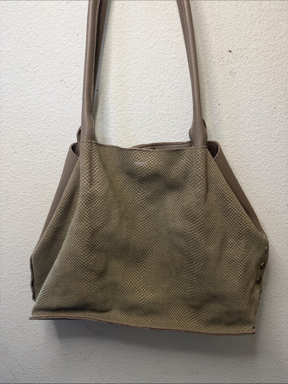 Hammitt Taupe Snake-Textured Shoulder Bag
